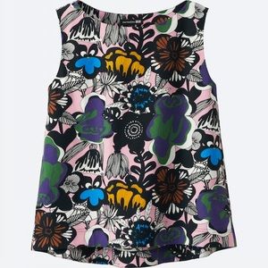 Uniqlo marimekko a line top cotton with flower pattern (size xs)